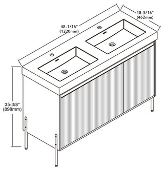 Flutie 48" Bathroom Vanity Set, White, Double Resin White Sink