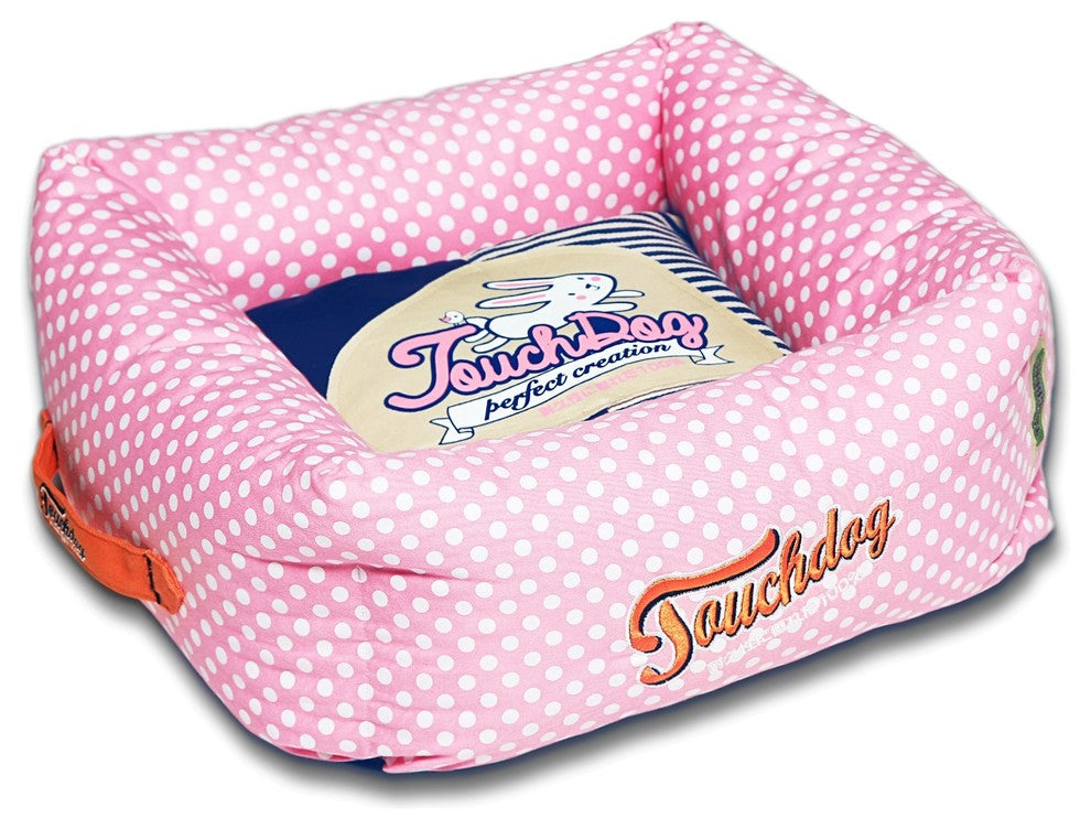 Touchdog Polka-Striped Polo Easy Wash Squared Fashion Dog Bed