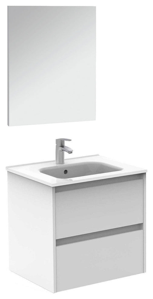 24" Wall-Mount 2 Drawers White Vanity Cabinet Sansa by Royo