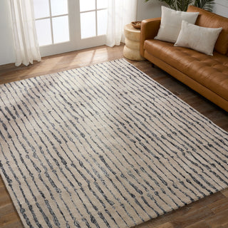 Nikki Chu by Jaipur Living Saville Handmade Abstract White/Black Area Rug, 8'x10'