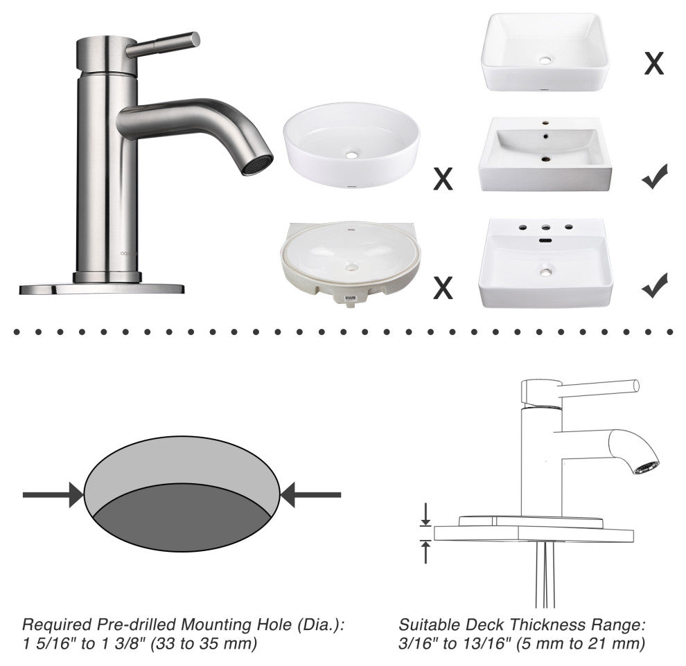 Aquaterior Single Handle Deck-mount Vessel Faucet Bathroom Vanity Mixer Tap