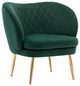Glam Upholstered Velvet Barrel Accent Chair, Dark Green