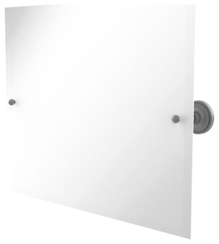 Frameless Landscape Beveled Edge Tilt Mirror, Matte Gray