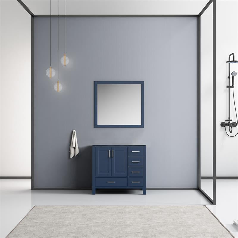Jacques 36" Navy Blue Single Bathroom Vanity Cabinet, 34" Wall Mirror Left