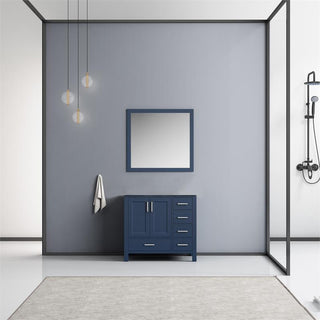 Jacques 36" Navy Blue Single Bathroom Vanity Cabinet, 34" Wall Mirror Left