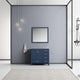Jacques 36" Navy Blue Single Bathroom Vanity Cabinet, 34" Wall Mirror Left