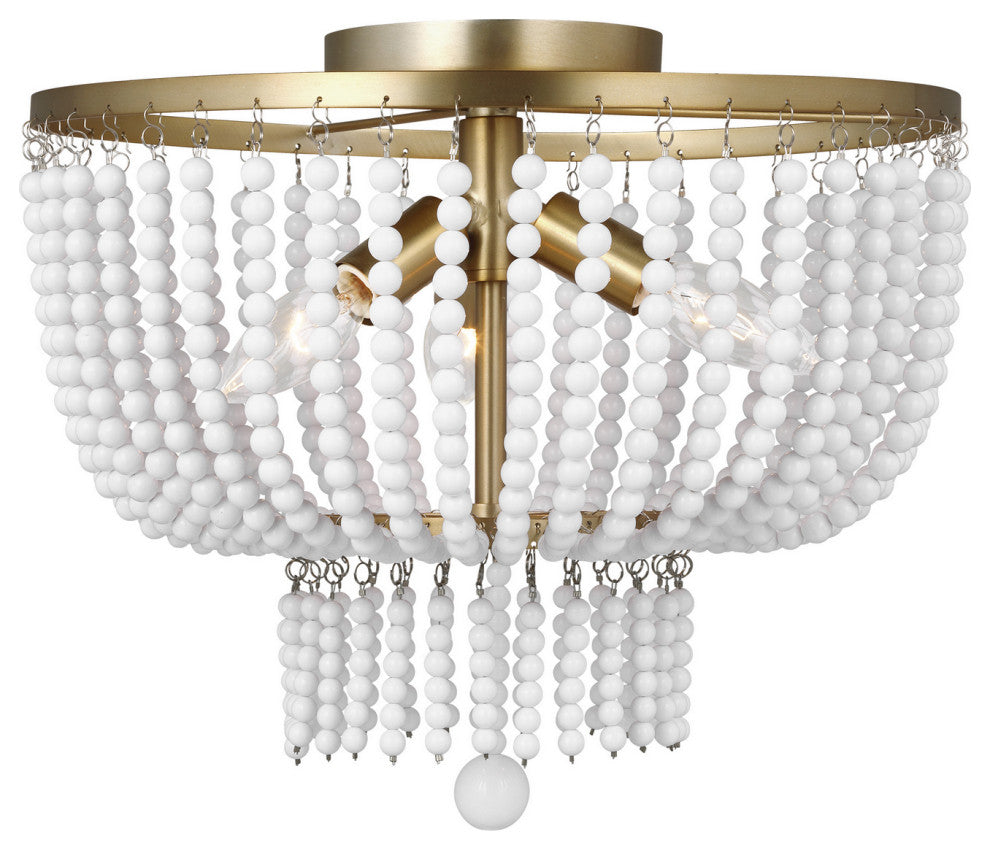 Jackie 3-Light Semi-Flush Mount, Satin Brass
