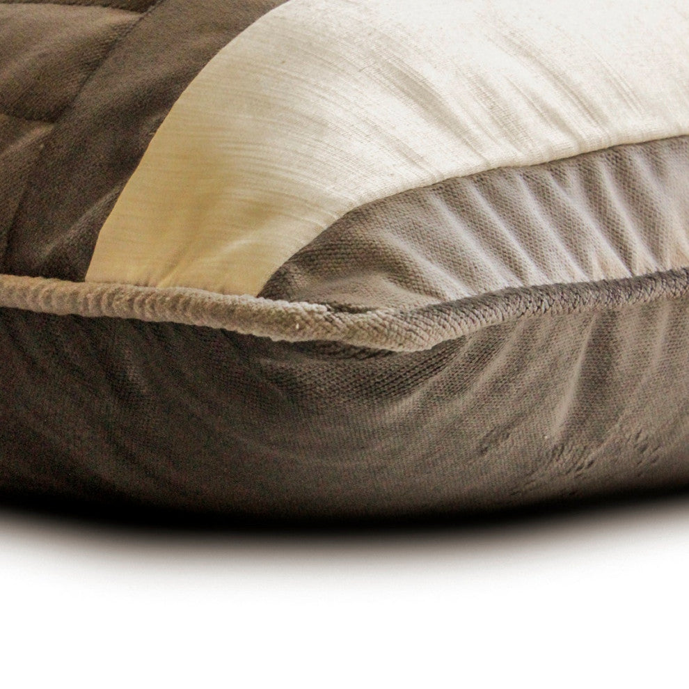 Brown Velvet & Satin Patchwork, Texture 26"x26" Throw Pillow Cover - Sumptuous