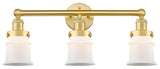 Canton 3-Light 23" Bath Vanity Light, Satin Gold Finish, Matte White Shade