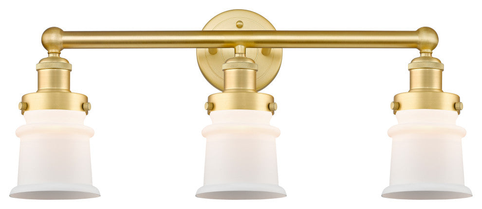 Canton 3-Light 23" Bath Vanity Light, Satin Gold Finish, Matte White Shade