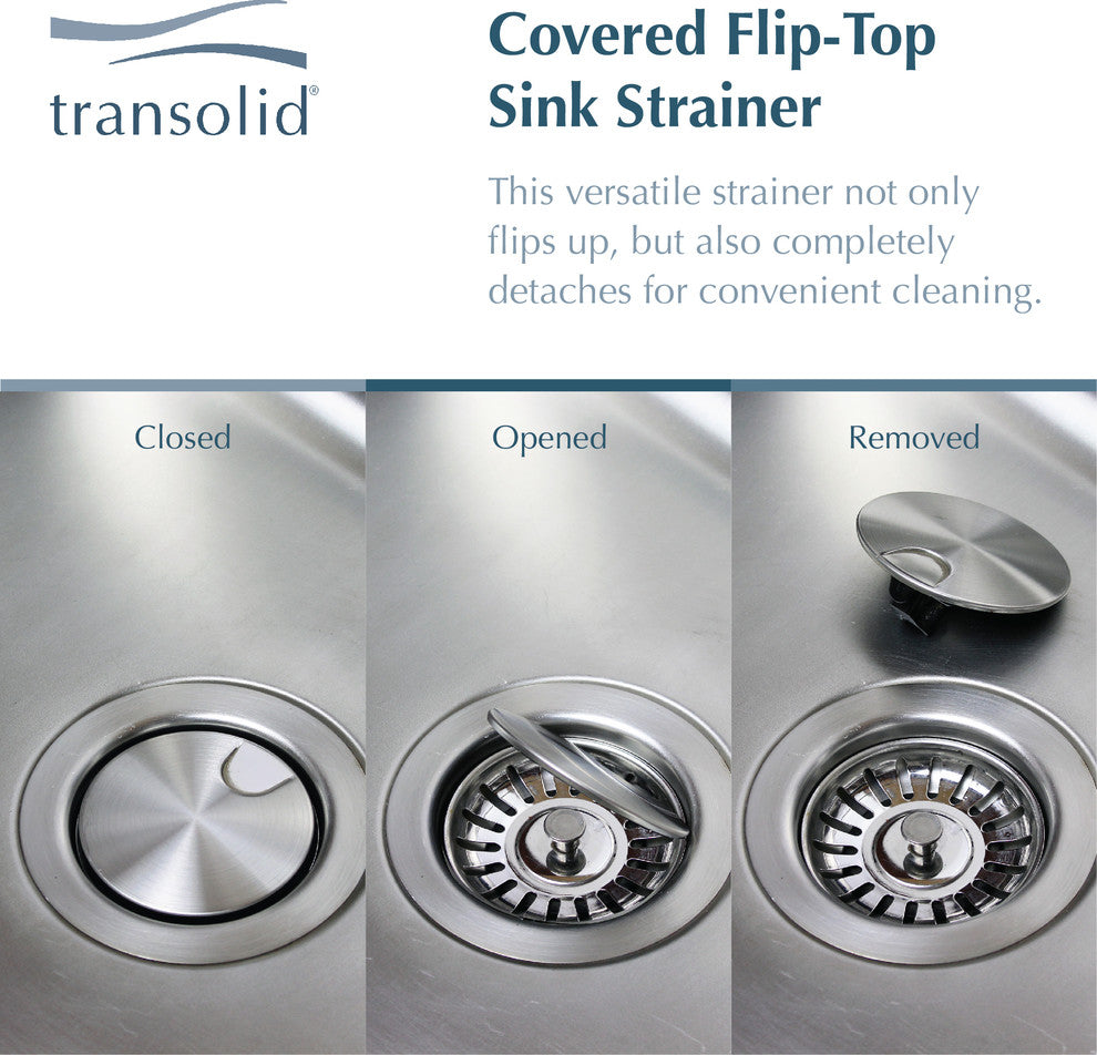 Transolid 3.5-in Covered Flip-Top Sink Strainer in Polished Stainless
