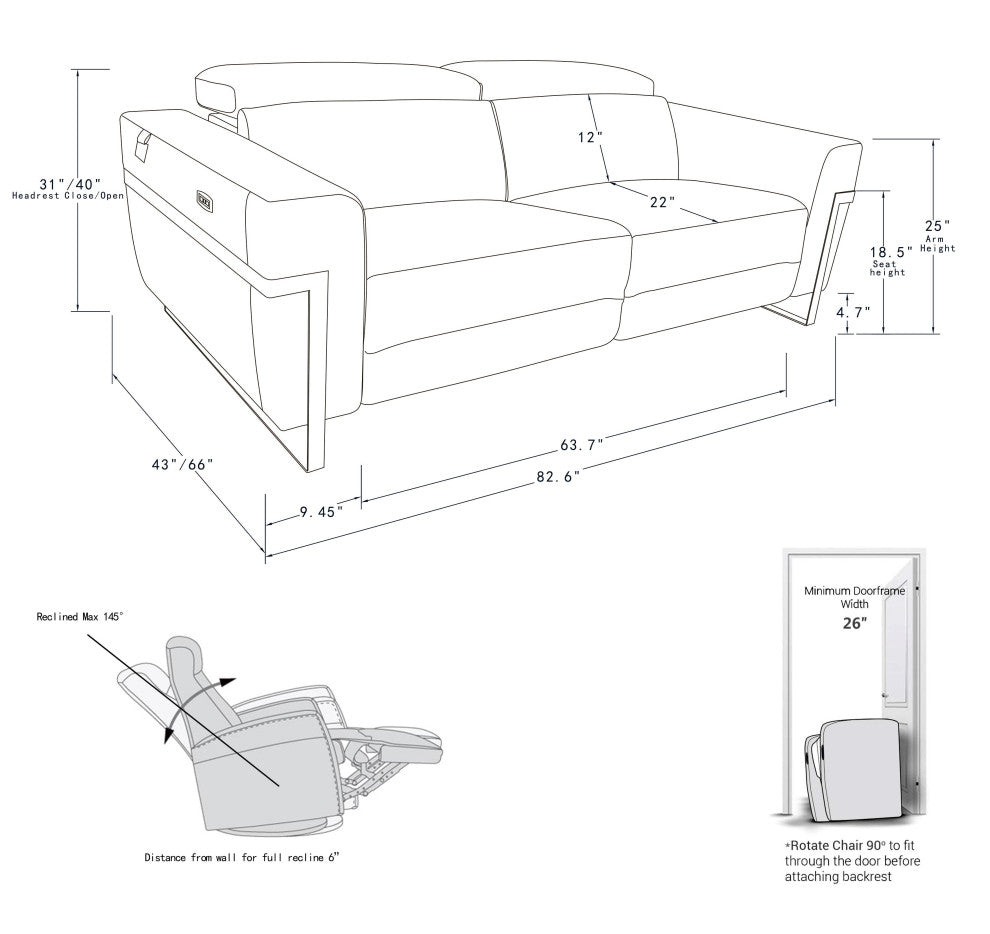 Prato Genuine Italian Leather Modern Sofa, White