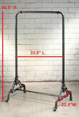 56"H Vintage Black Iron Metal Clothing Rack