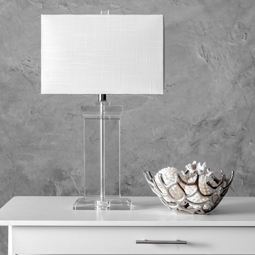 Nuloom 25" Helena Crystal Ionic Column Cotton Shade Clear Table Lamp