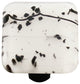 Art Glass Square Mardi Gras Knob, Black Post, Black Mg White