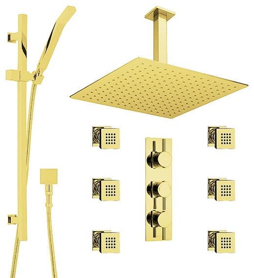 Fontana Gold Thermostatic Rainfall Shower System