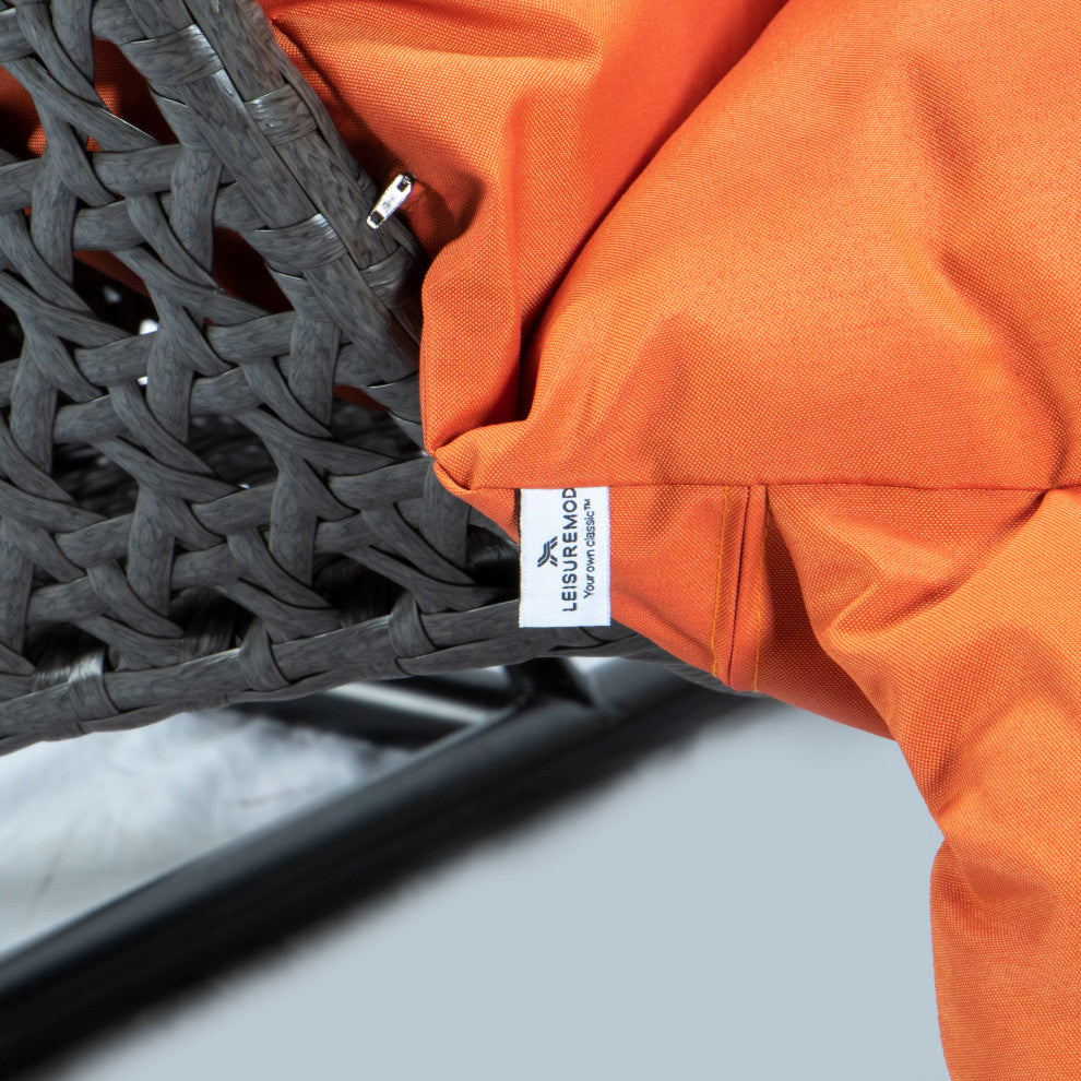 LeisureMod Wicker Hanging 2 person Egg Swing Chair, Orange