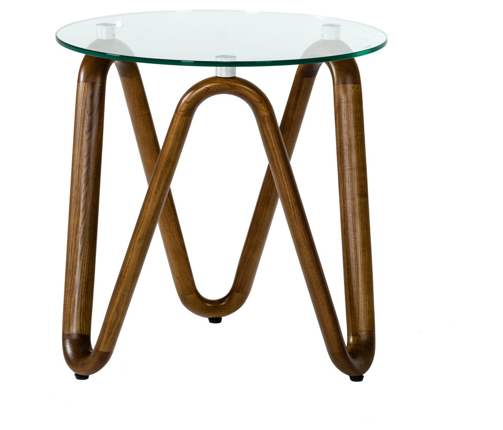 Modrest Lassen Modern Glass and Walnut End Table