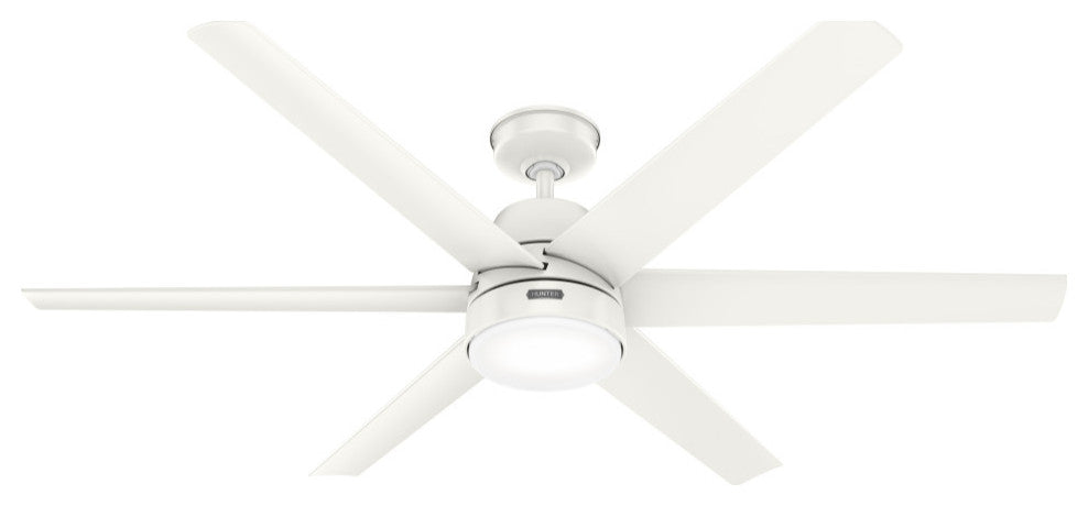 Hunter 60" Skysail Fresh White Wet Rated Ceiling Fan, LED Kit, Remote