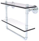 Pipeline Doulbe Glass Shelf with Towel Bar, Polished Chrome, 16"