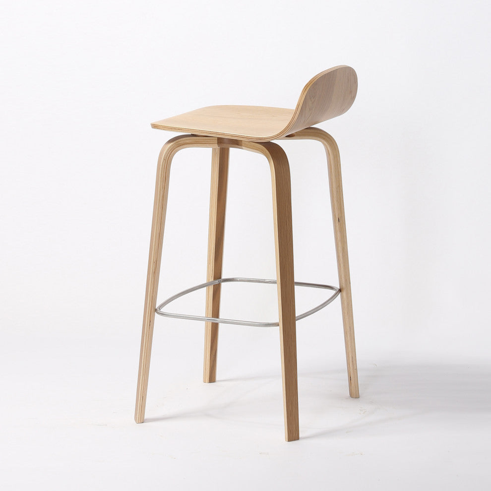 Elite Living Glen Modern 27" Wooden Counter Stool, Natural Brown