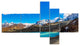 Alps Mountain Fountain, Photography Canvas Art Print, 60"x32", 5 panels