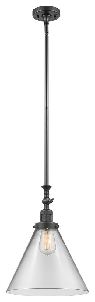 X-Large Cone 1-Light Mini Pendant, Oil Rubbed Bronze, Clear