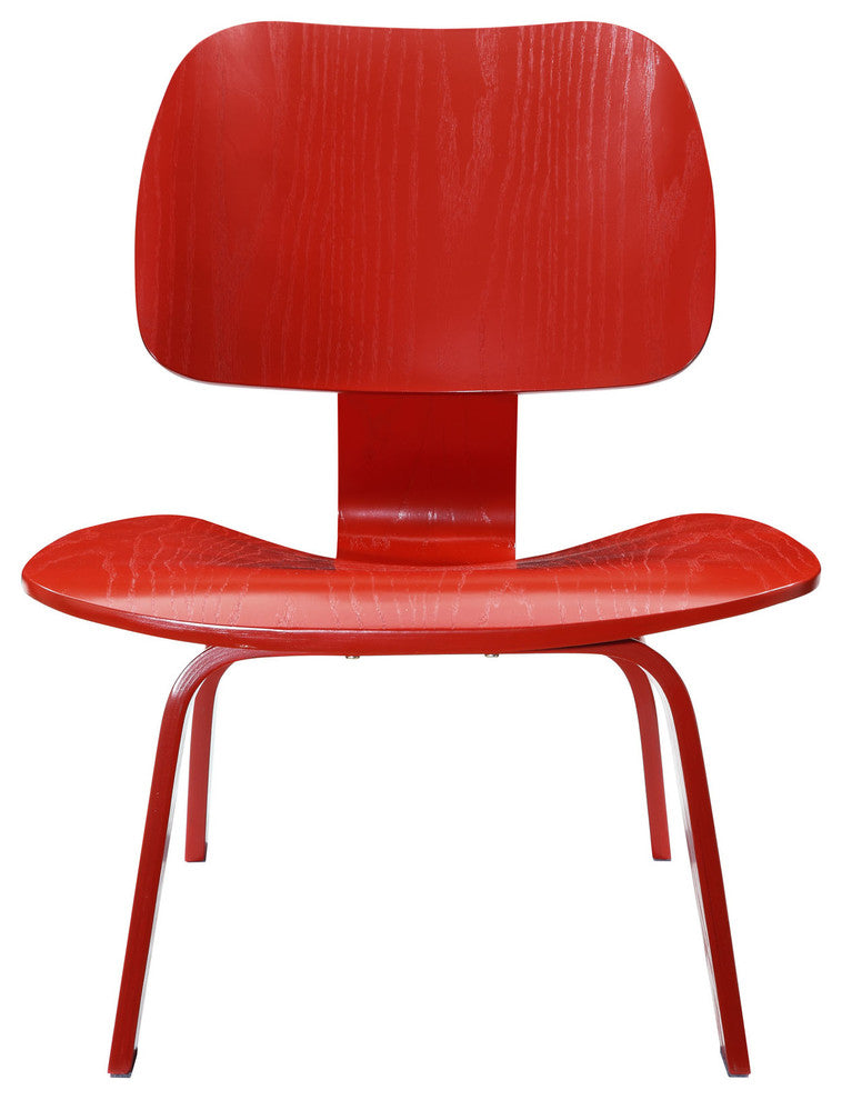 Modern Contemporary Living Room Wood Lounge Chair Red