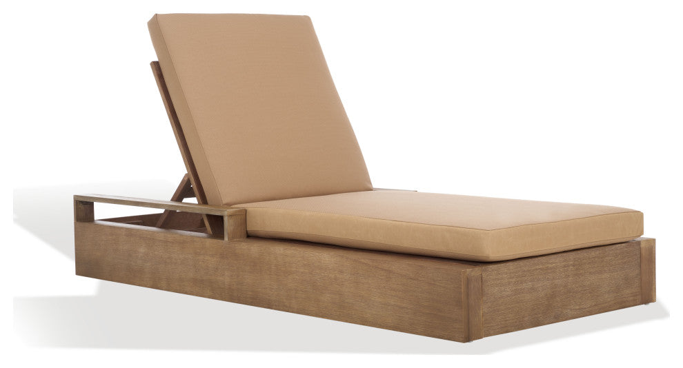 Safavieh Couture Lanai Wood Chaise Lounge Chair, Natural/Brown