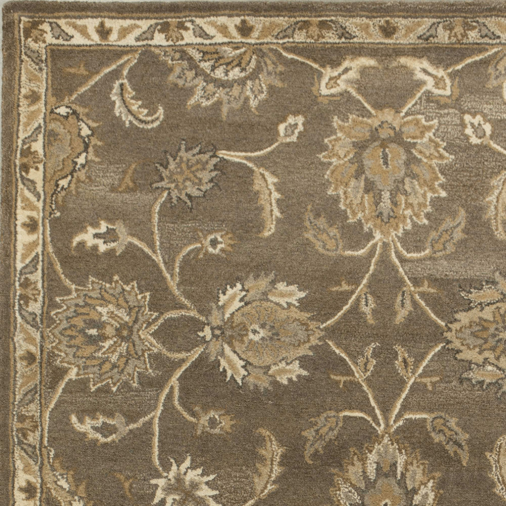 3' X 5' Gray Floral Vines Hand Loomed Distressed Area Rug