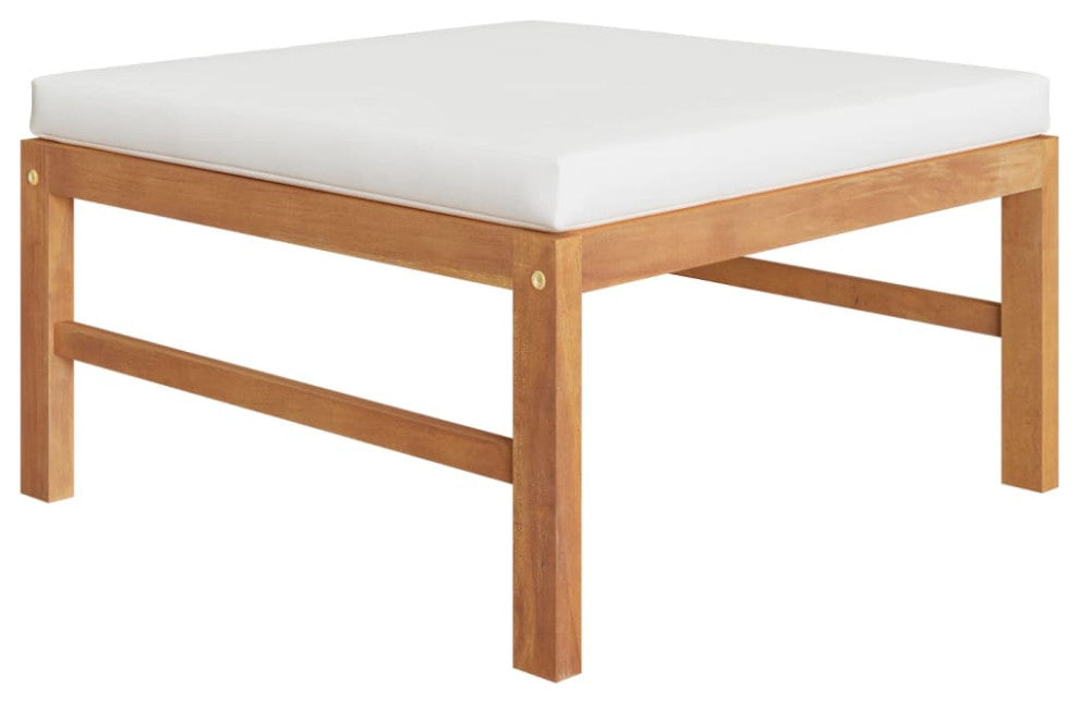 vidaXL 3 Piece Patio Lounge Set With Cream Cushions Teak Wood