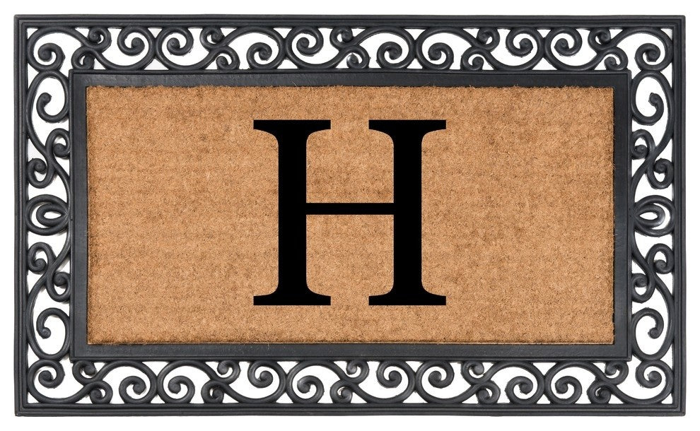Classic Monogrammed Rubber Welcome Mat, H