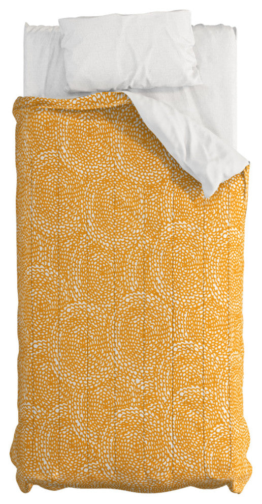 Deny Designs Julia Da Rocha Dahlias Yellow Comforter, Twin Xl