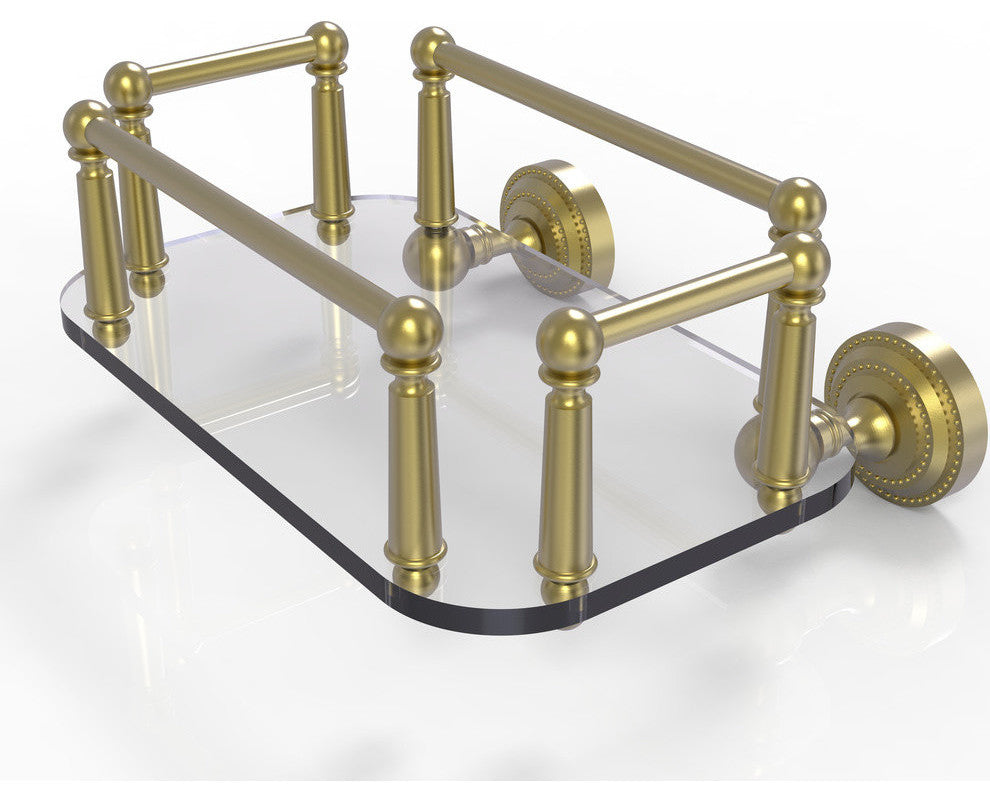 Dottingham Wall Mounted Glass Guest Towel Tray, Satin Brass