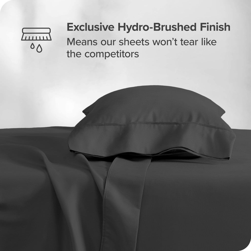 Bare Home 1800 Microfiber Sheet Set, Black, Twin