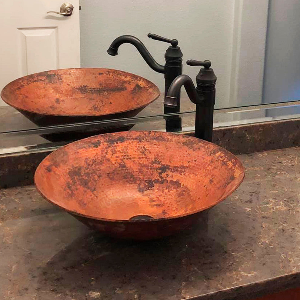 Catalonia Copper Vessel Sink and Faucet Set, Oil Rubbed Bronze