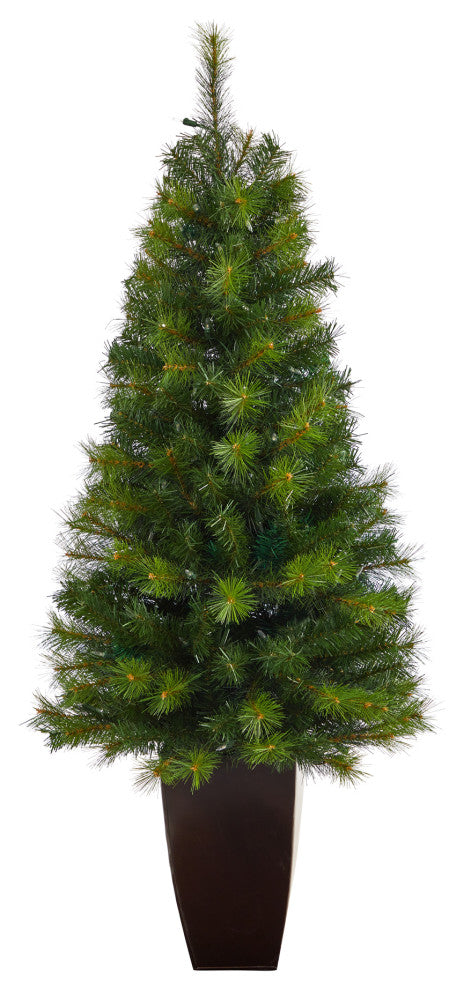 5' Green Valley Pine Faux Xmas Tree W/Lights & 201 Bendable Branches