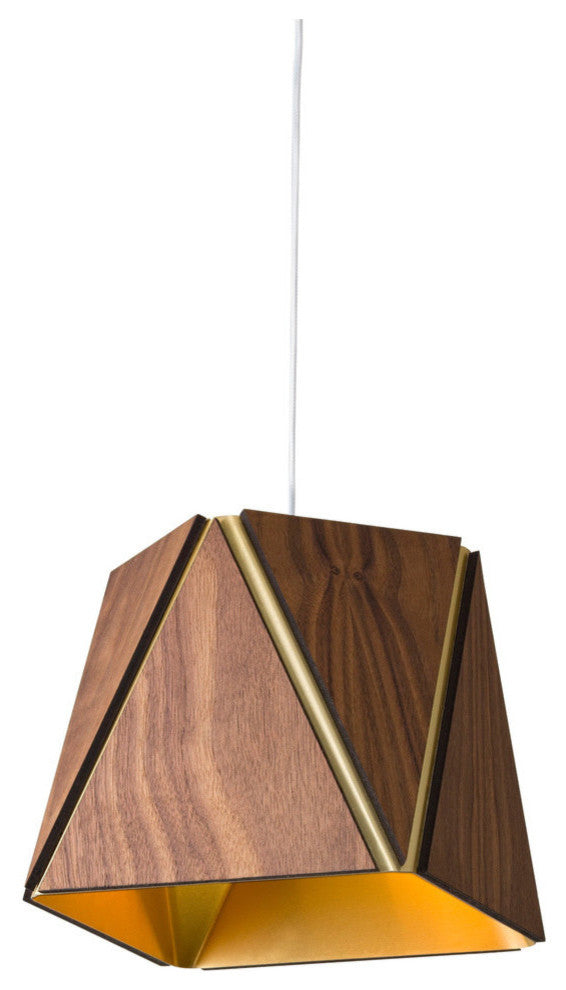 Calx 10 LED Pendant, Brushed Brass, Walnut, Brushed Brass