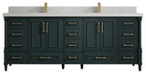 Aberdeen 84 Double Sink Bath Vanity Dark Forest Green 2" Carrara Quartz