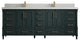 Aberdeen 84 Double Sink Bath Vanity Dark Forest Green 2" Carrara Quartz