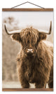 Highland Cow Close Up 12 x 18 Teak Hanging Canvas