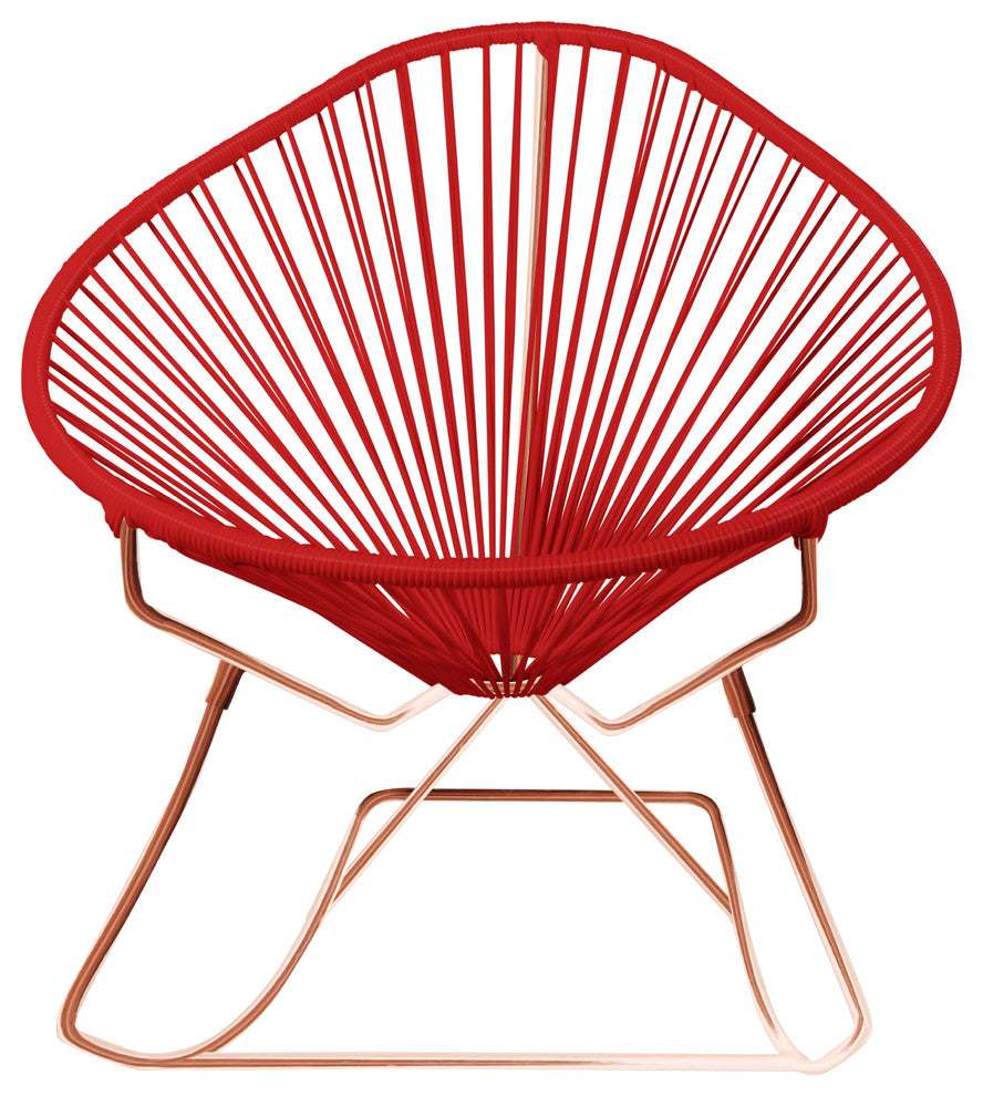 Acapulco Indoor/Outdoor Handmade Rocker, Red Weave, Copper Frame