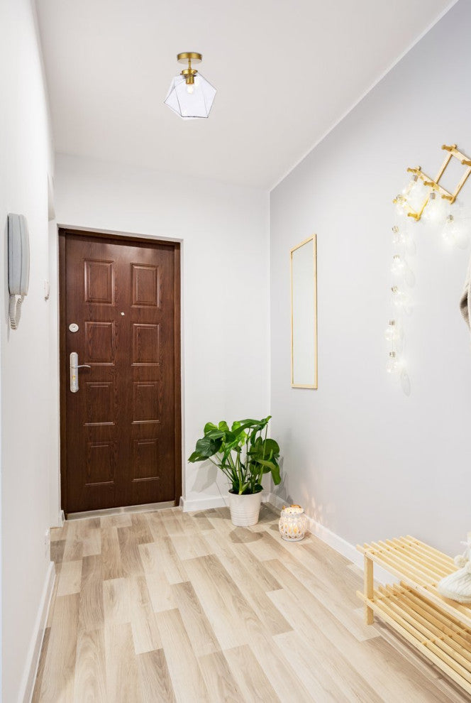 Lilah 1-Light Black and Clear Glass Flush Mount, Brass/Clear