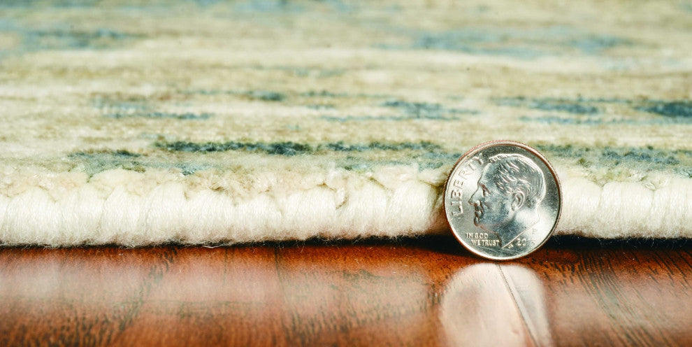 HomeRoots 5' x 7' Viscose Sand or Blue Area Rug