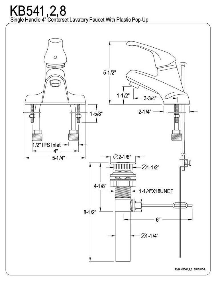 Chatham Single Handle 4" Centerset Lavatory Faucet with Retail Pop-up