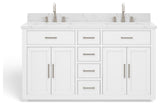 The Wyatt Bathroom Vanity, White, 60", Double Sink, Freestanding