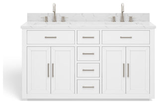 The Wyatt Bathroom Vanity, White, 60", Double Sink, Freestanding