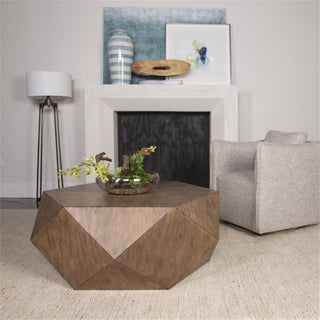Uttermost Volker Modern Style MDF Wood Coffee Table in Honey Brown/Gray