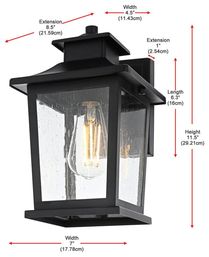 Home Living 7" Outdoor Wall Sconce, Black
