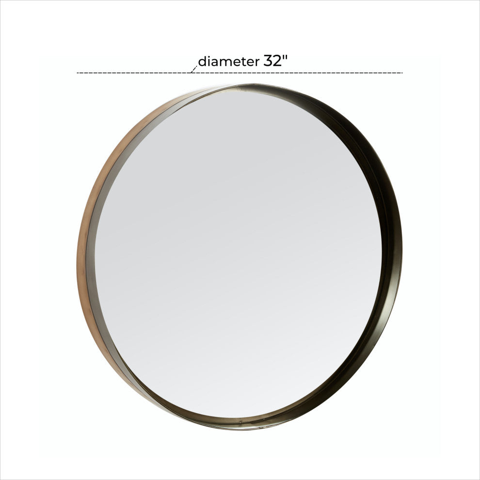 Black Metal Wall Mirror, 32"x32"x5" 43351